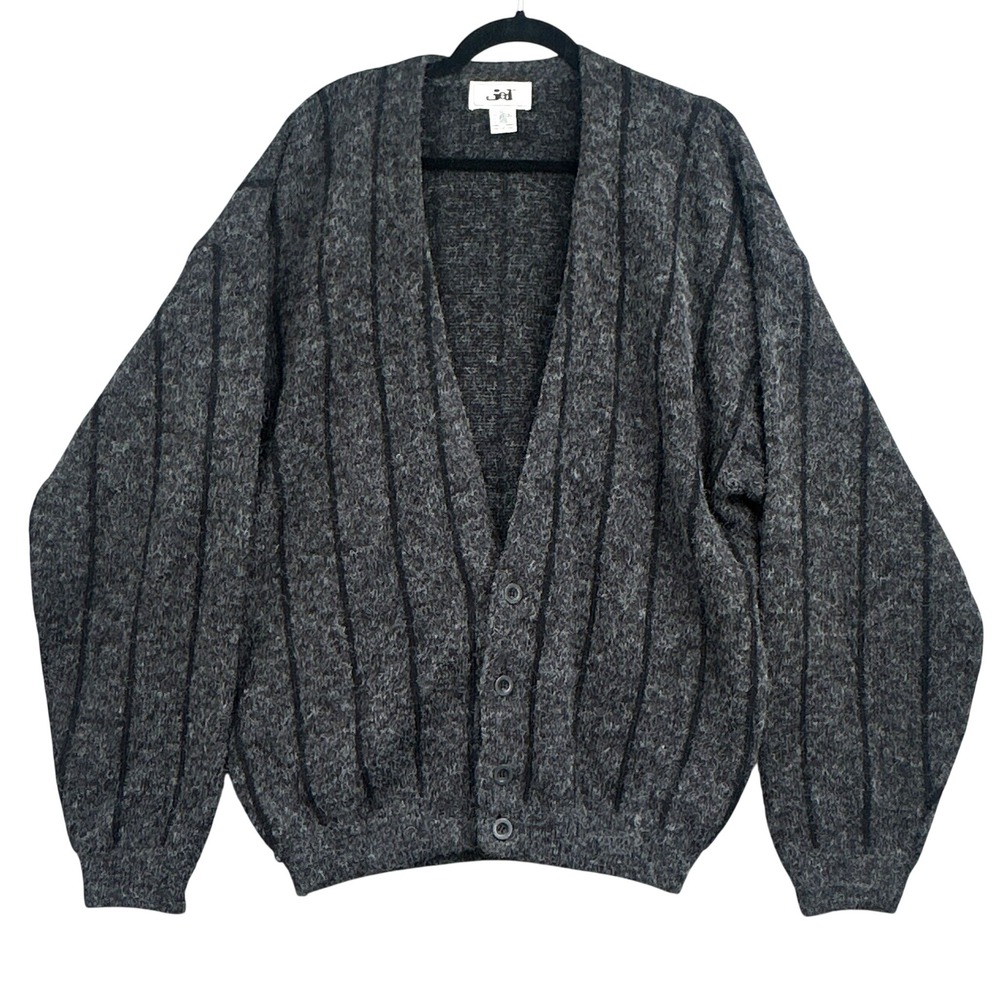 VTG Jed Cardigan Sweater Men L Gray Wool Blend Chunky Grandpa Academia
